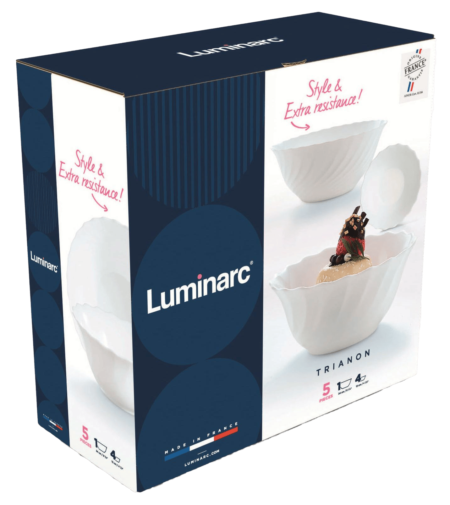 Салатник LUMINARC TRIANON /НАБІР/5 пр.  (4х12 см, 1х24 см) (J3190)