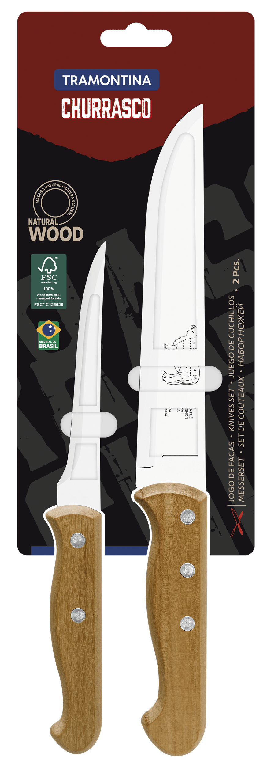 Набори ножів TRAMONTINA Barbecue 2пр (ніж обвал., ніж д/м'яса) інд бліст (22399/088)