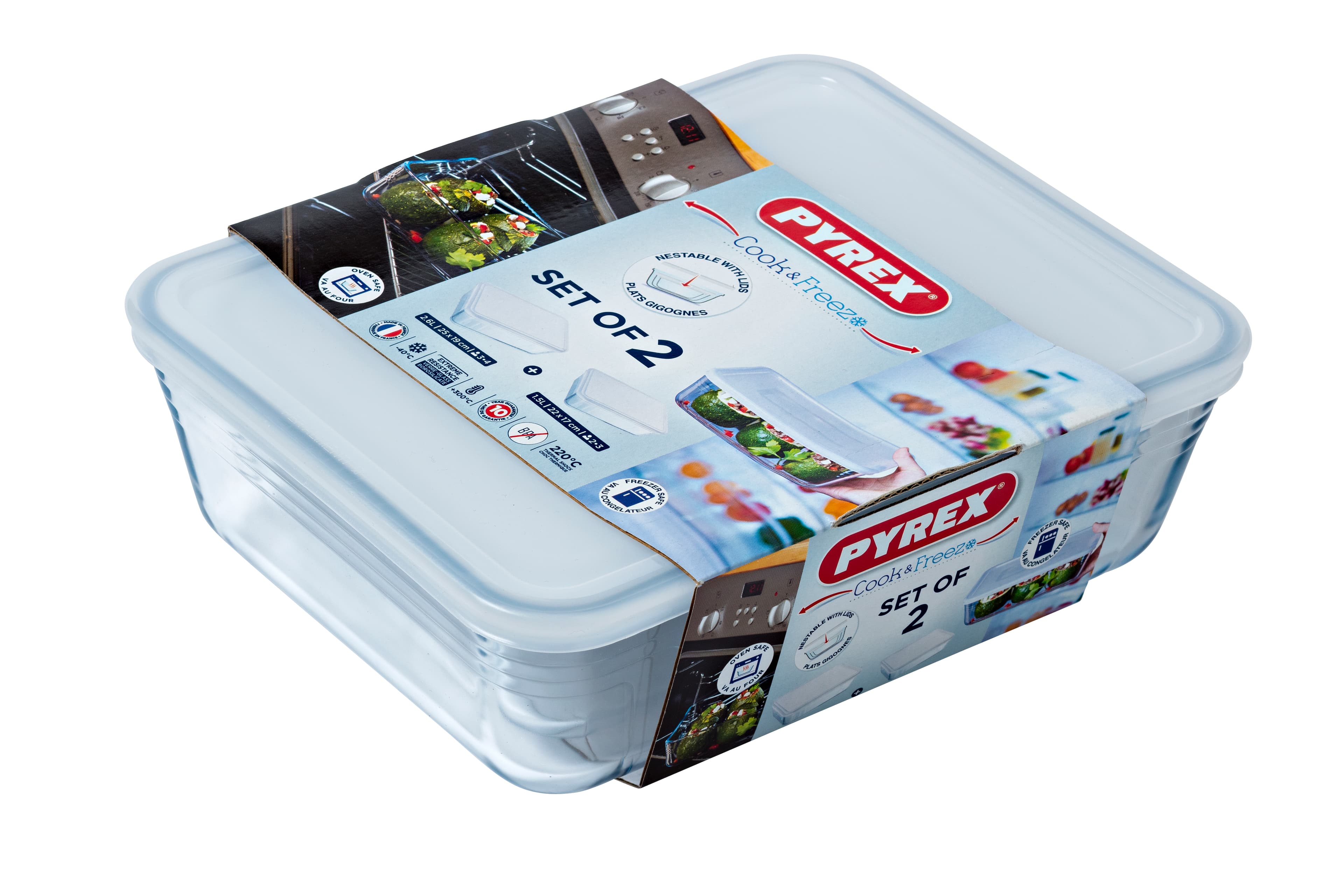 Форма с/к PYREX Cook&Freez н-р 2шт форм з кр прям 242P+243P (912S951/7646)