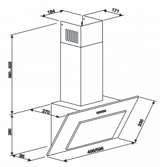 Витяжка з нахилом ELEYUS VERTICAL 470 60 BL