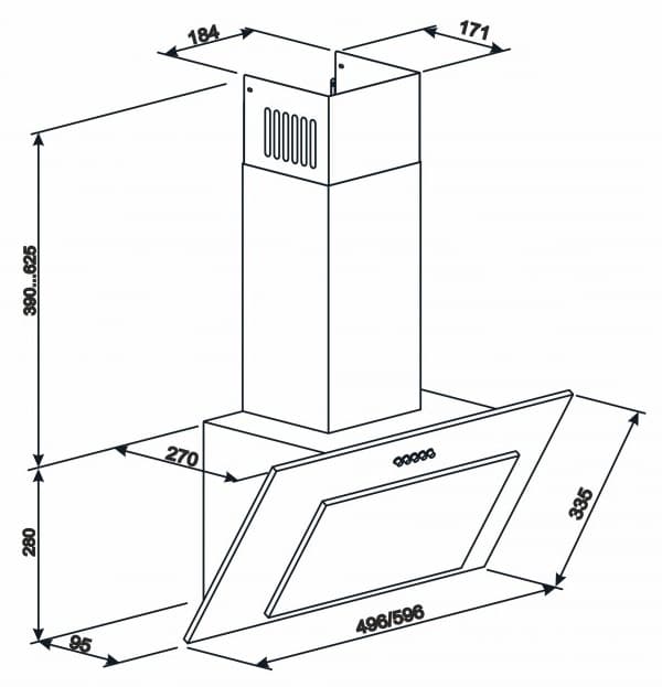 Витяжка з нахилом ELEYUS VERTICAL 470 60 WH