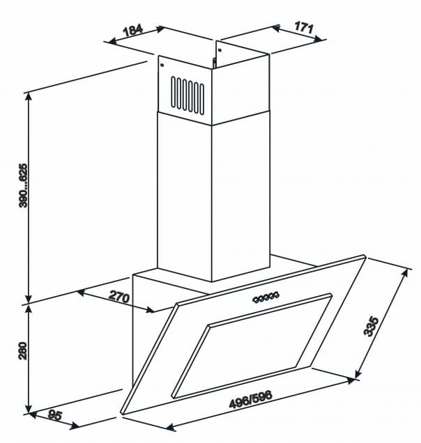 Витяжка з нахилом ELEYUS VERTICAL 470 50 BL