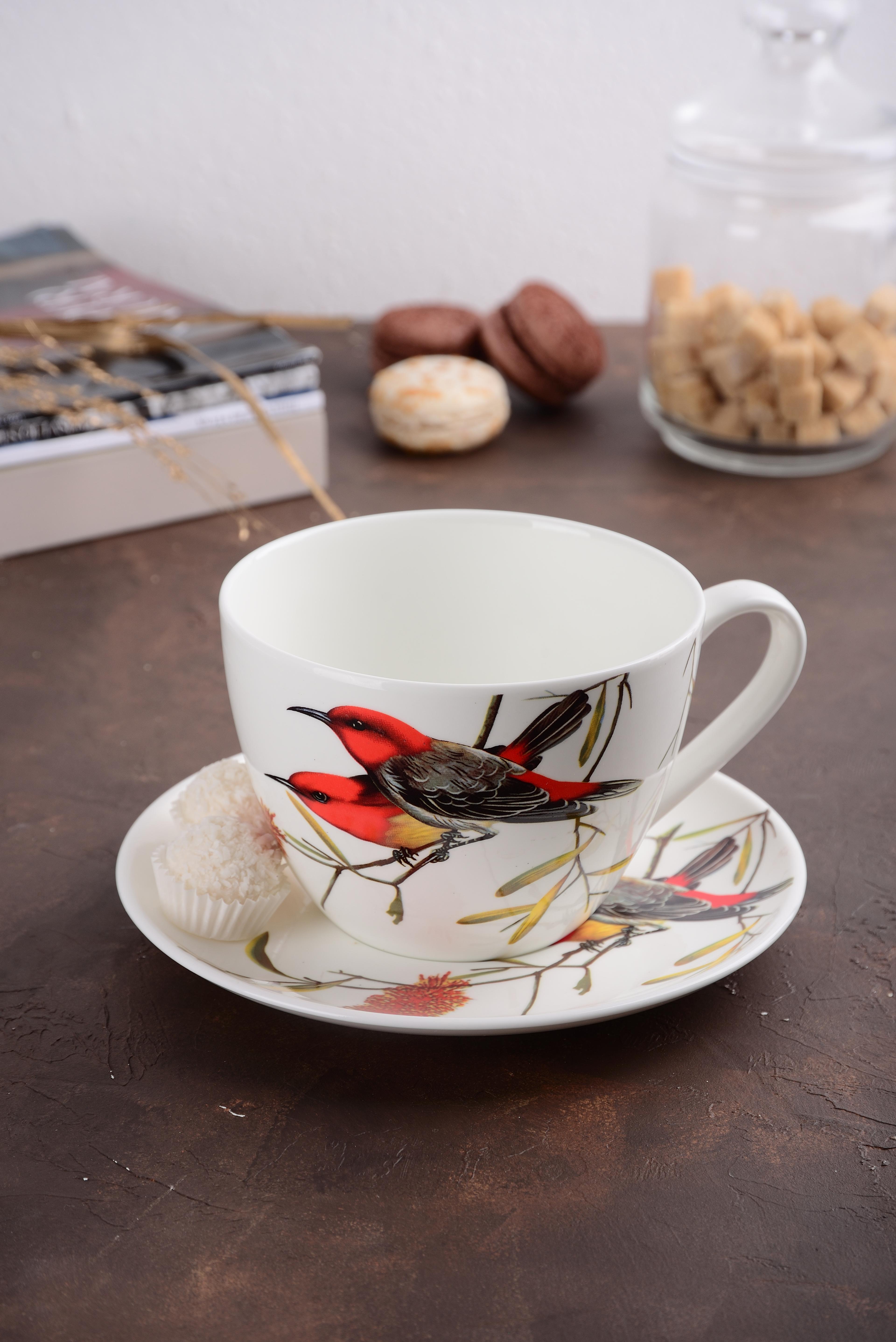 Чашка Limited Edition BIRD /НАБІР/1х550 мл з блюдцем 17.8 см / в подар. уп. (YF6009)