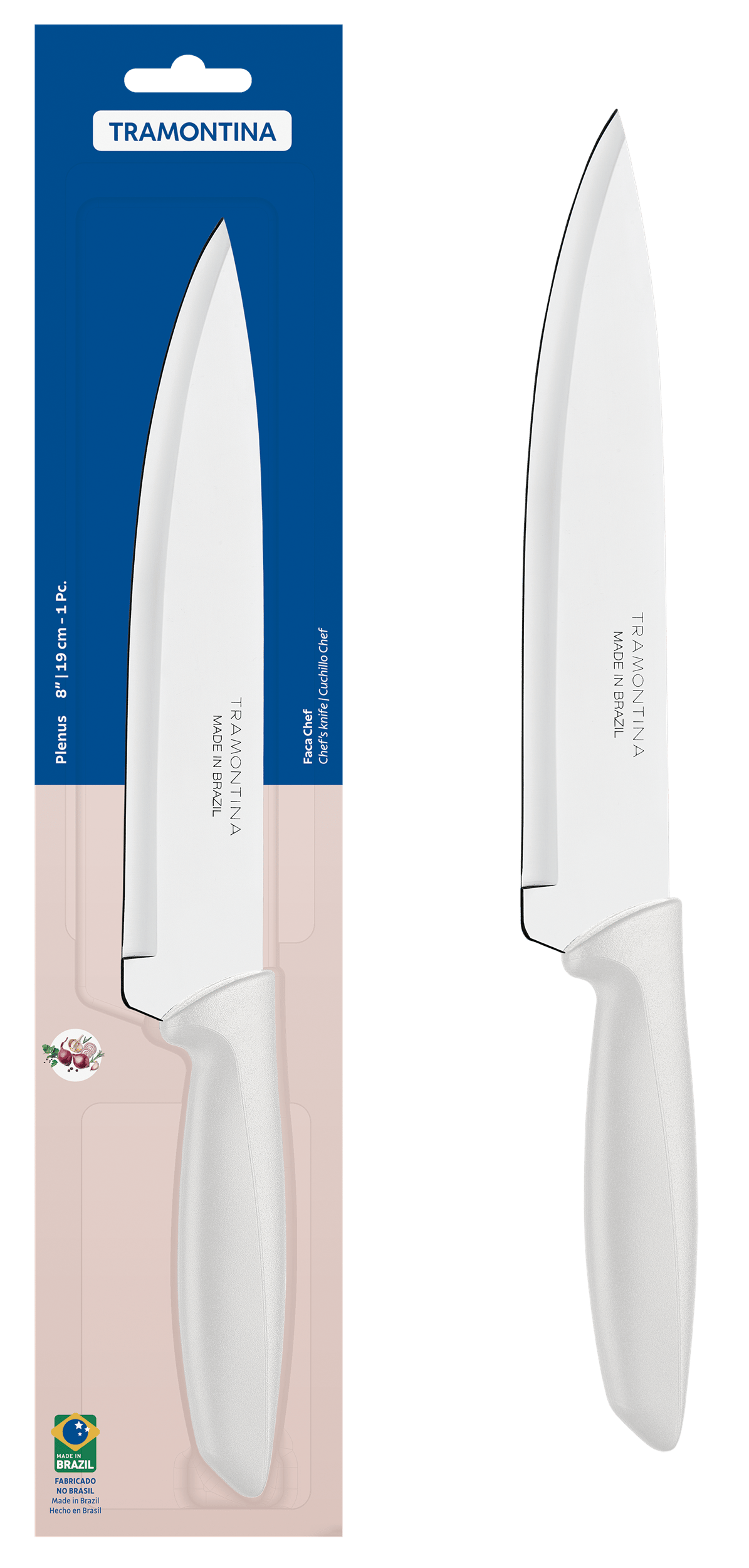 Ніж TRAMONTINA PLENUS light grey Chef 178мм інд. блистер (23426/137)