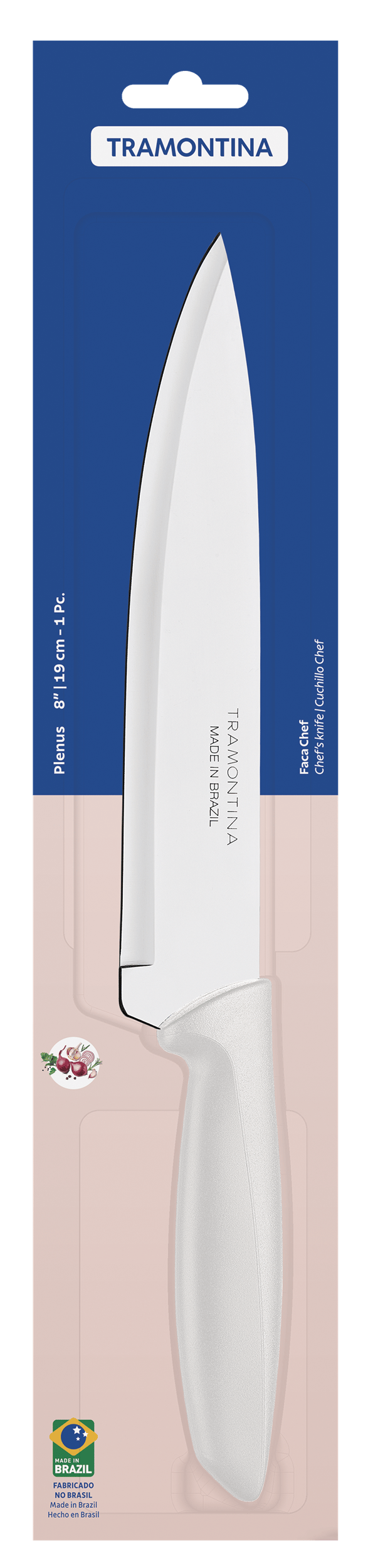Ніж TRAMONTINA PLENUS light grey Chef 203мм інд. блистер (23426/138)