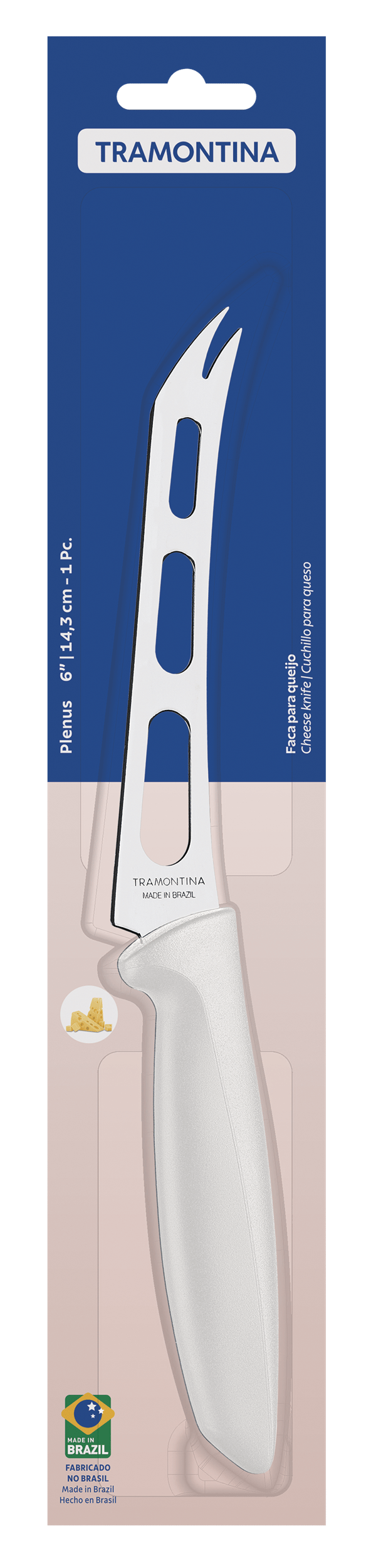 Ніж TRAMONTINA PLENUS light grey д/сиру 152мм інд. блистер (23429/136)