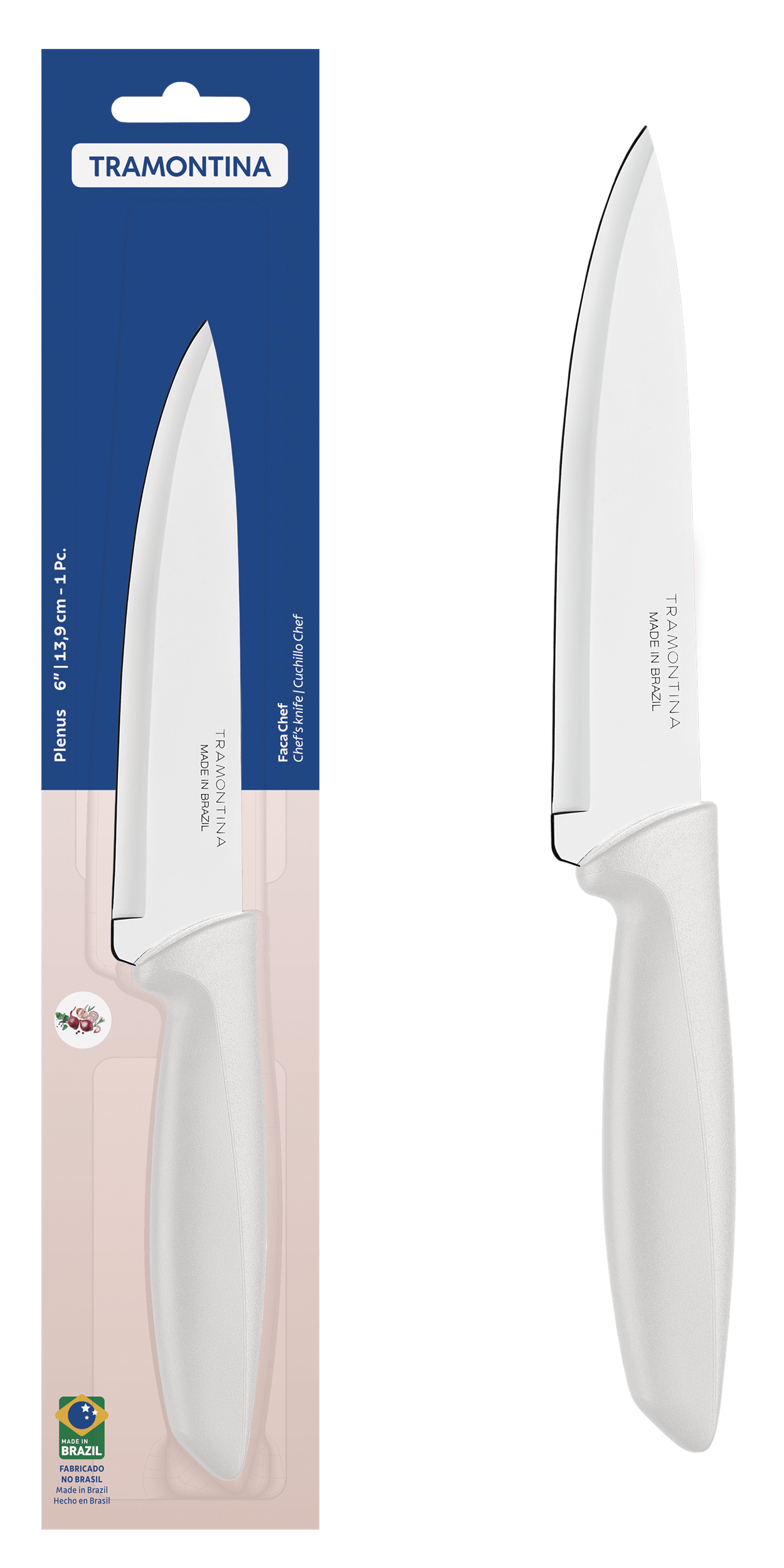 Ніж TRAMONTINA PLENUS light grey Chef 152мм інд. блистер (23426/136)