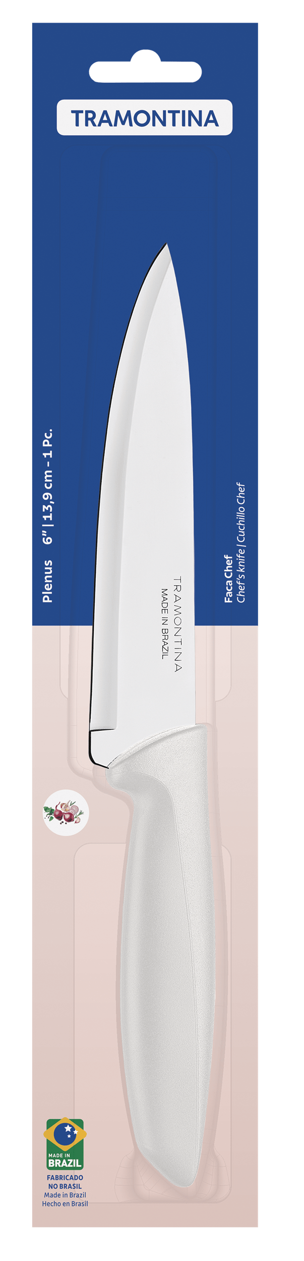 Ніж TRAMONTINA PLENUS light grey Chef 152мм інд. блистер (23426/136)