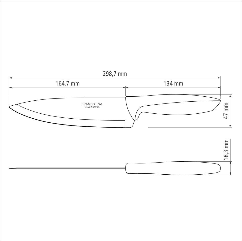 Набори ножів TRAMONTINA PLENUS light grey Chef 203мм-12шт коробка (23426/038)