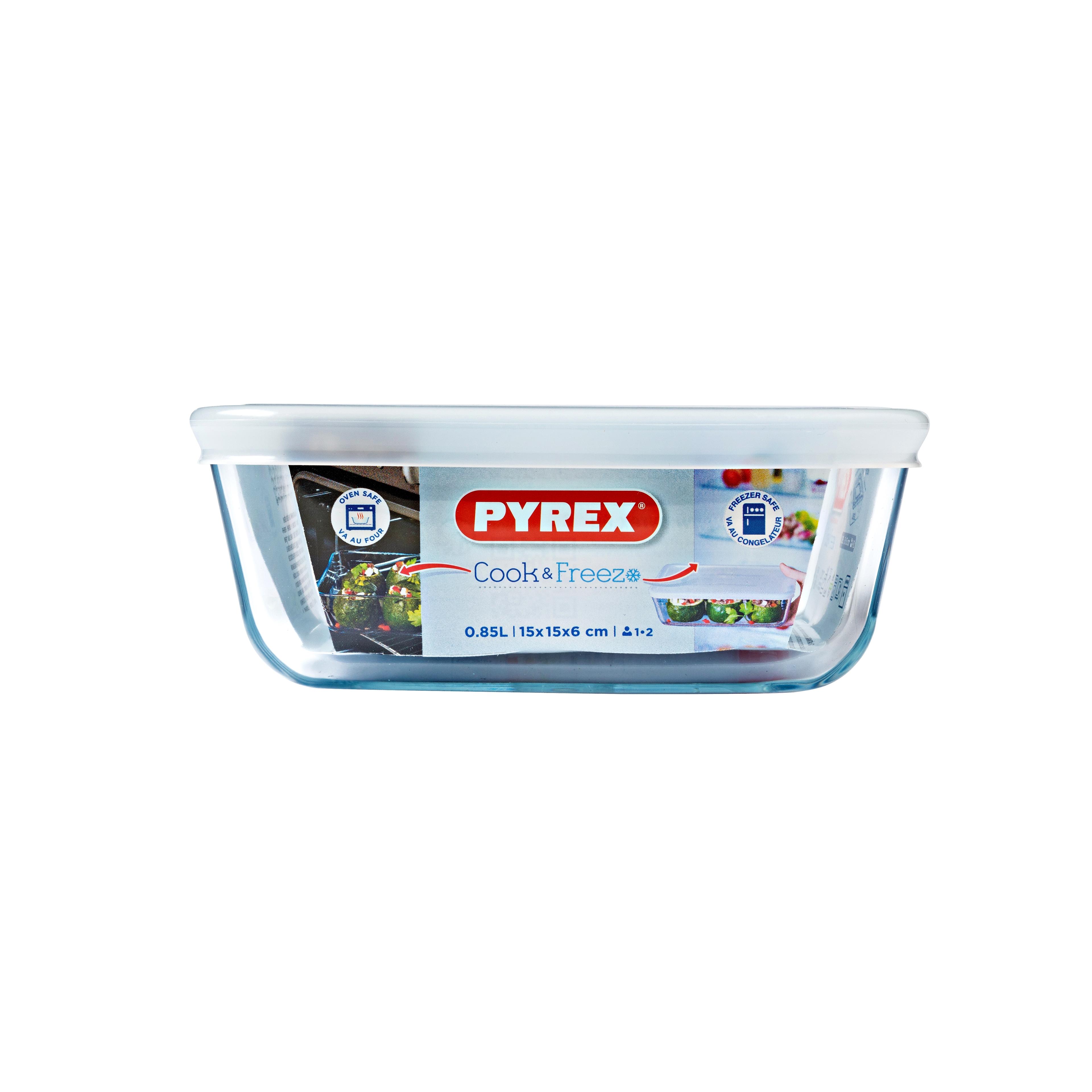 Форма с/к PYREX Cook&Freez з криш. склянна квадр. 15х15см (0.85л) (218P001/7946)