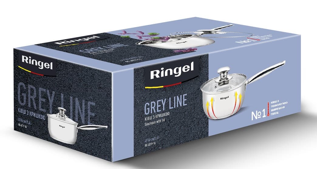 Ківш RINGEL Grey line 16 см (1.6л) з кришкою нерж (RG-4019-16)