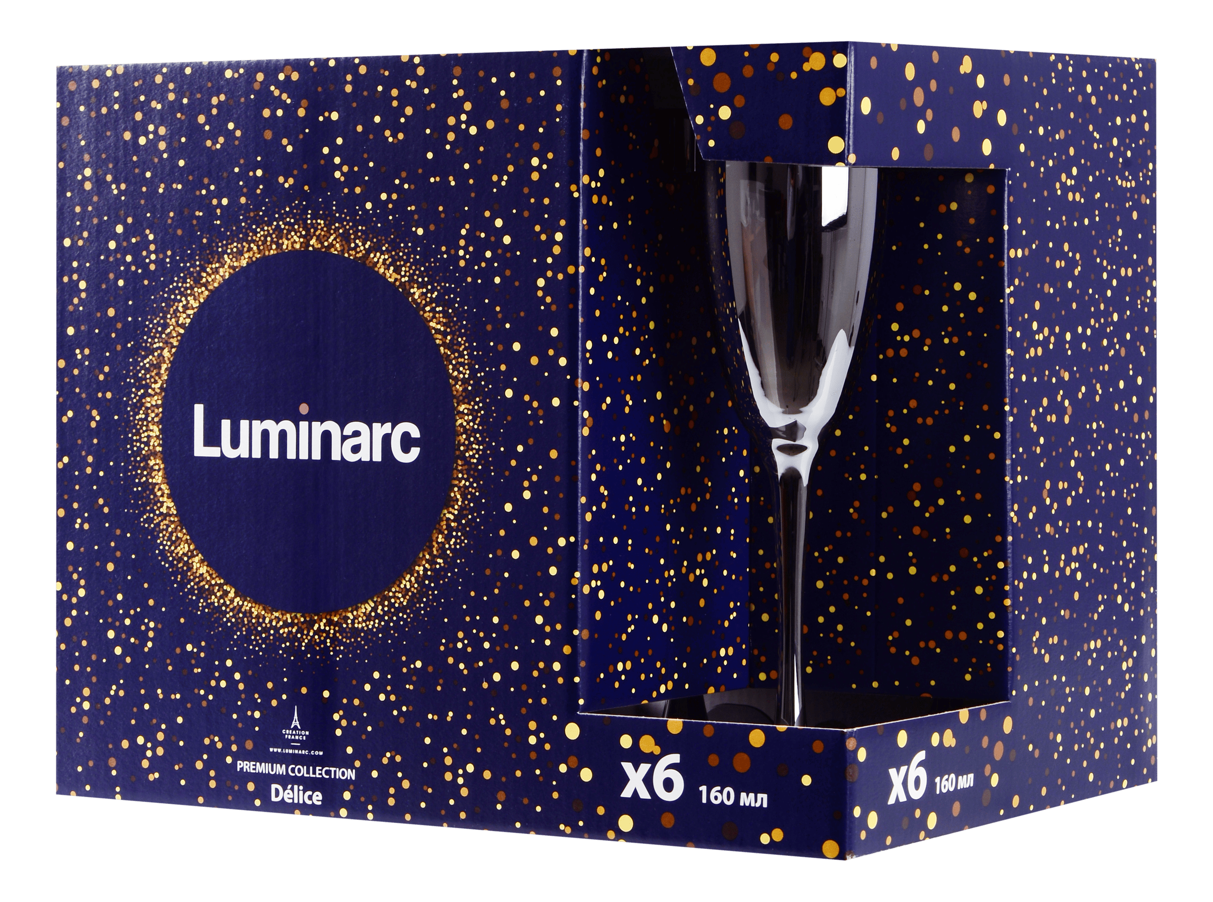 Келих LUMINARC DELICE GRAPHITE /НАБІР/ 6х160 мл д/шампанського (J9399/2)