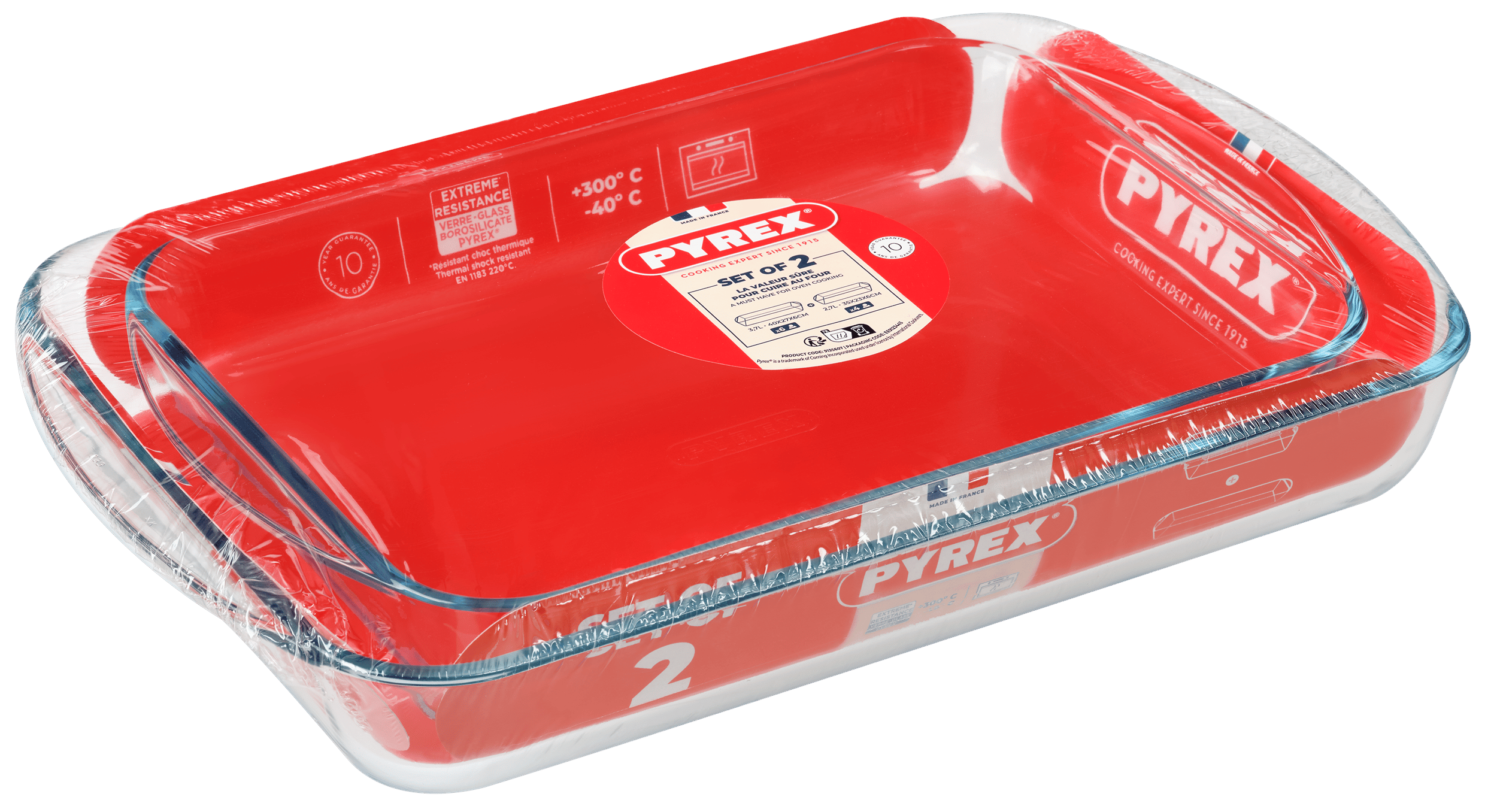 Форма с/к PYREX н-р форм 2пр (прямокут 40х27, прямокут 35х23см) (913S607/8044)