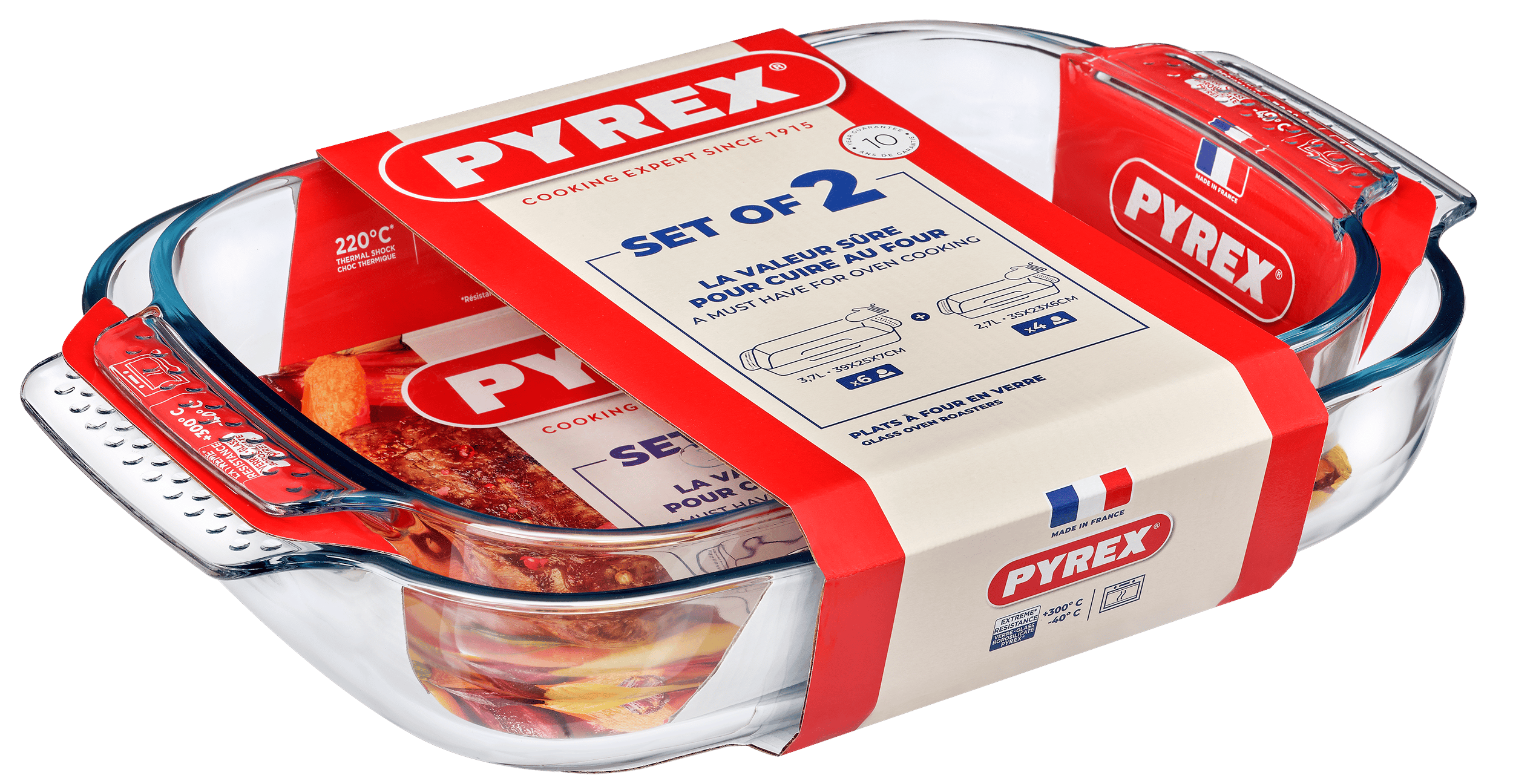 Форма с/к PYREX CLASSIC н-р форм 2пр скл прямокут 38х25,34х22см (913S608/8043)