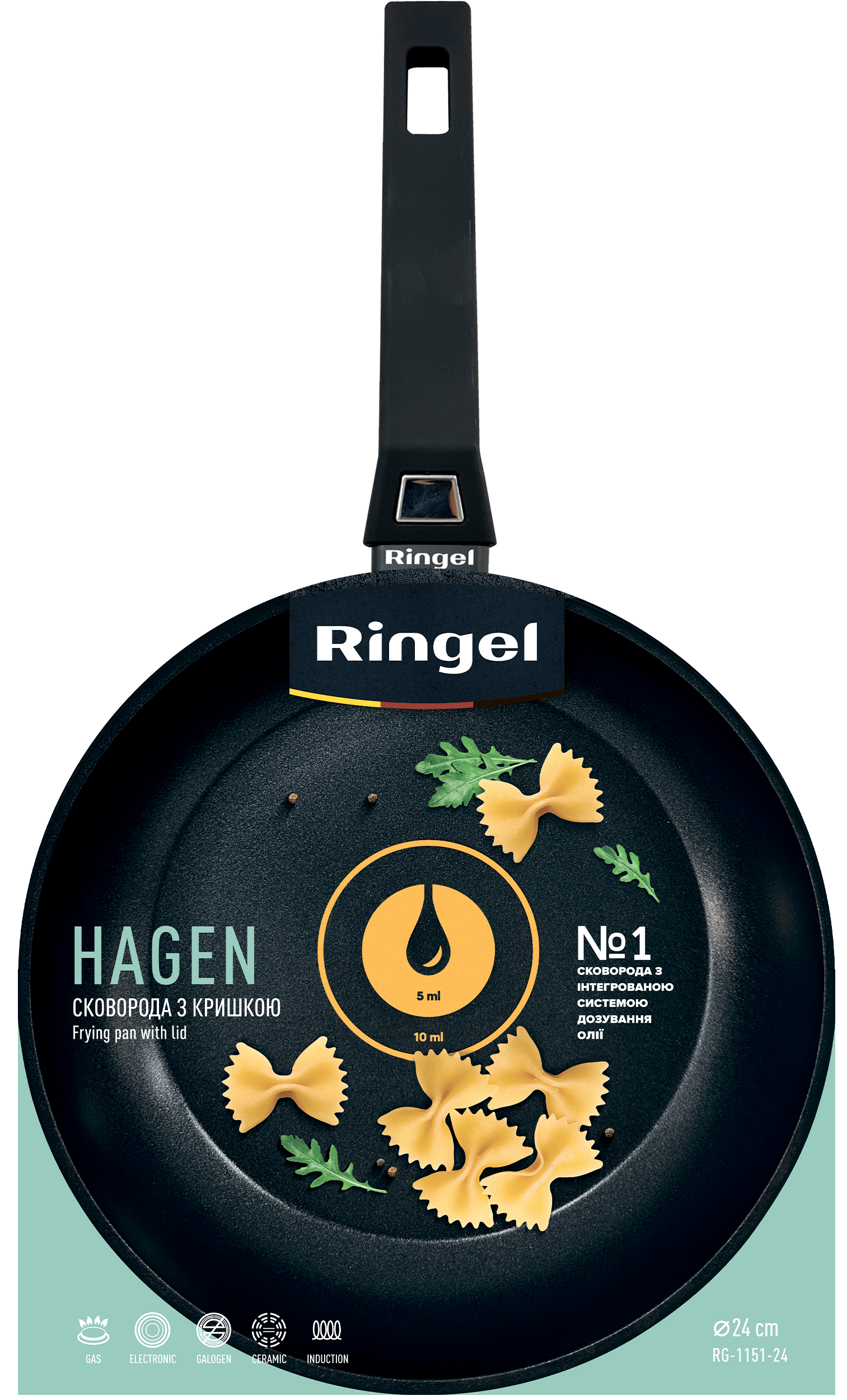 Сковорода RINGEL Hagen 24 см з кришкою (RG-1151-24)