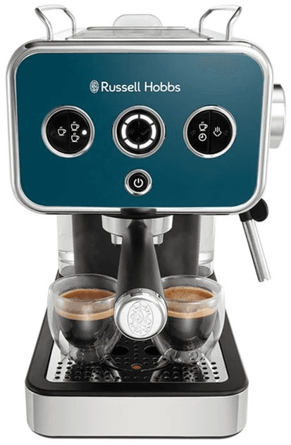 Кавоварка еспрессо RUSSELL HOBBS 26451-56 Distinctions Ocean, 1,1л, мелена + чалди, синьо-сріблястий