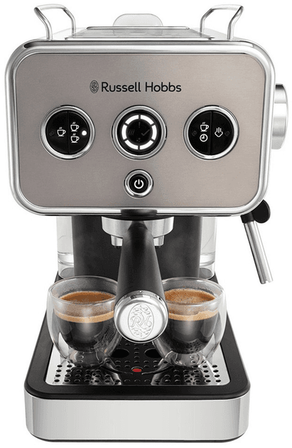 Кавоварка еспрессо RUSSELL HOBBS 26452-56 Distinctions Titanium, 1,1л, мелена + чалди, сріблястий
