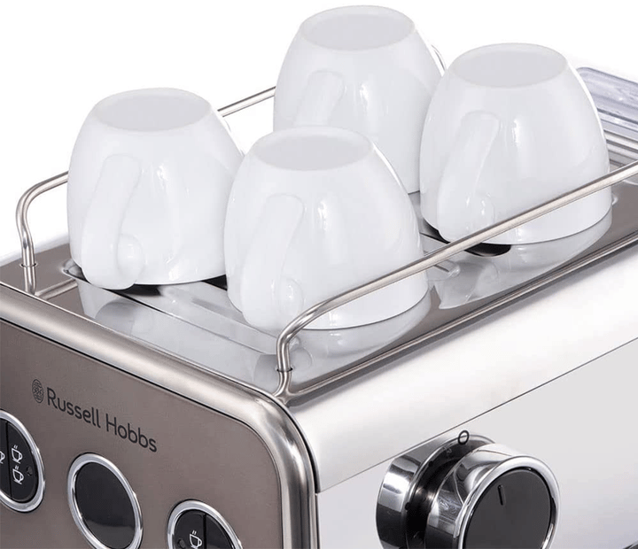 Кавоварка еспрессо RUSSELL HOBBS 26452-56 Distinctions Titanium, 1,1л, мелена + чалди, сріблястий