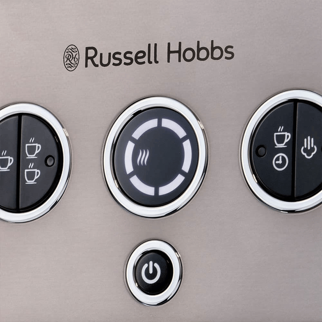 Кавоварка еспрессо RUSSELL HOBBS 26452-56 Distinctions Titanium, 1,1л, мелена + чалди, сріблястий