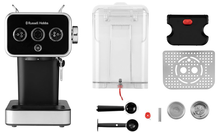 Кавоварка еспрессо RUSSELL HOBBS Distinctions 26450-56, чорно-сріблястий