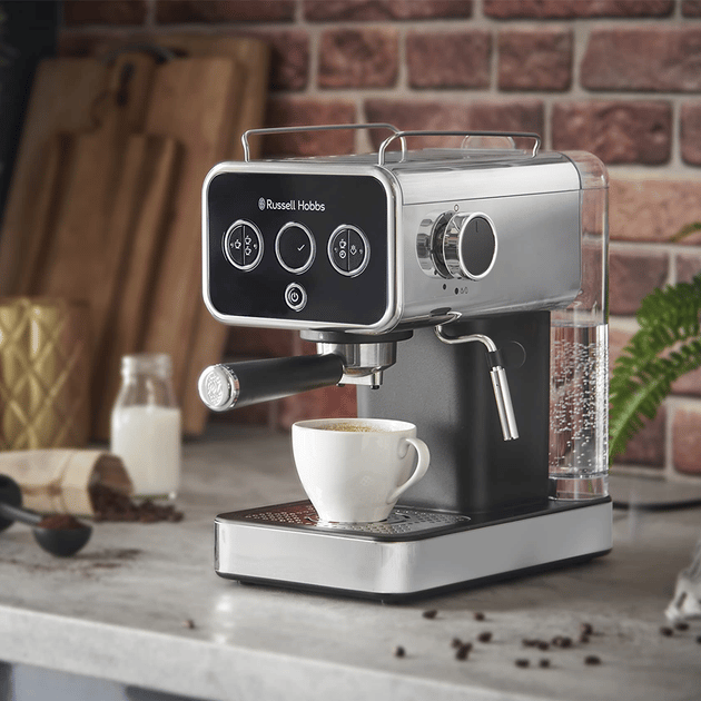 Кавоварка еспрессо RUSSELL HOBBS Distinctions 26450-56, чорно-сріблястий