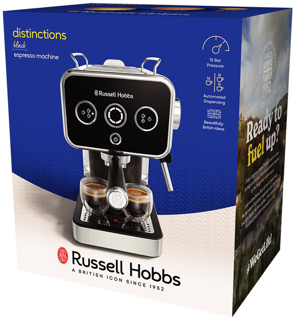 Кавоварка еспрессо RUSSELL HOBBS Distinctions 26450-56, чорно-сріблястий