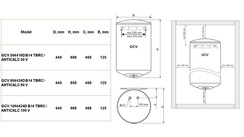 Водонагрівач TESY GCV 504416D B14 TBRC / ANTICALC 50 V
