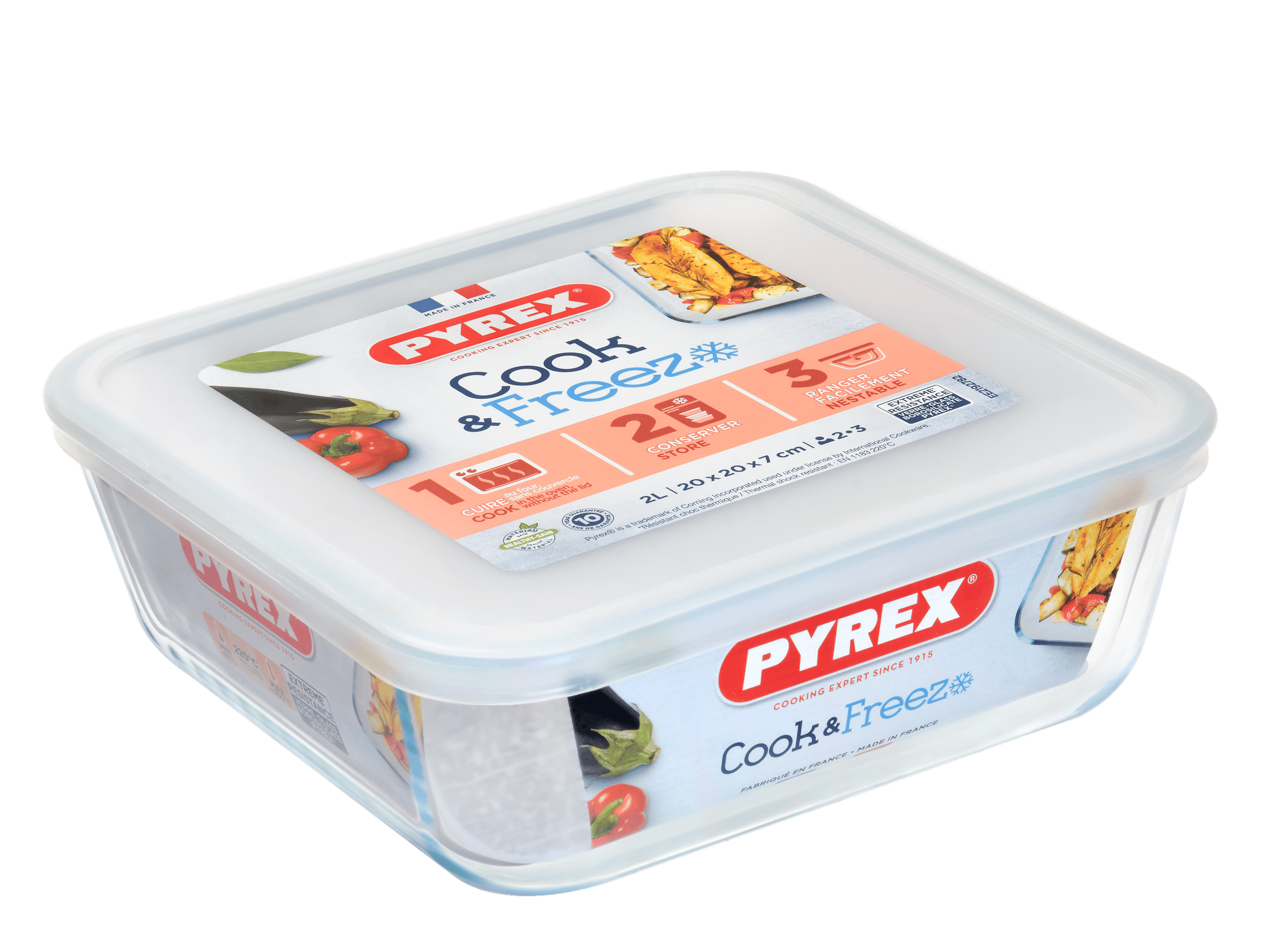 Форма с/к PYREX Cook&Freez форма з криш. квадр. 20х20х7см (2л) (219P001/7944)