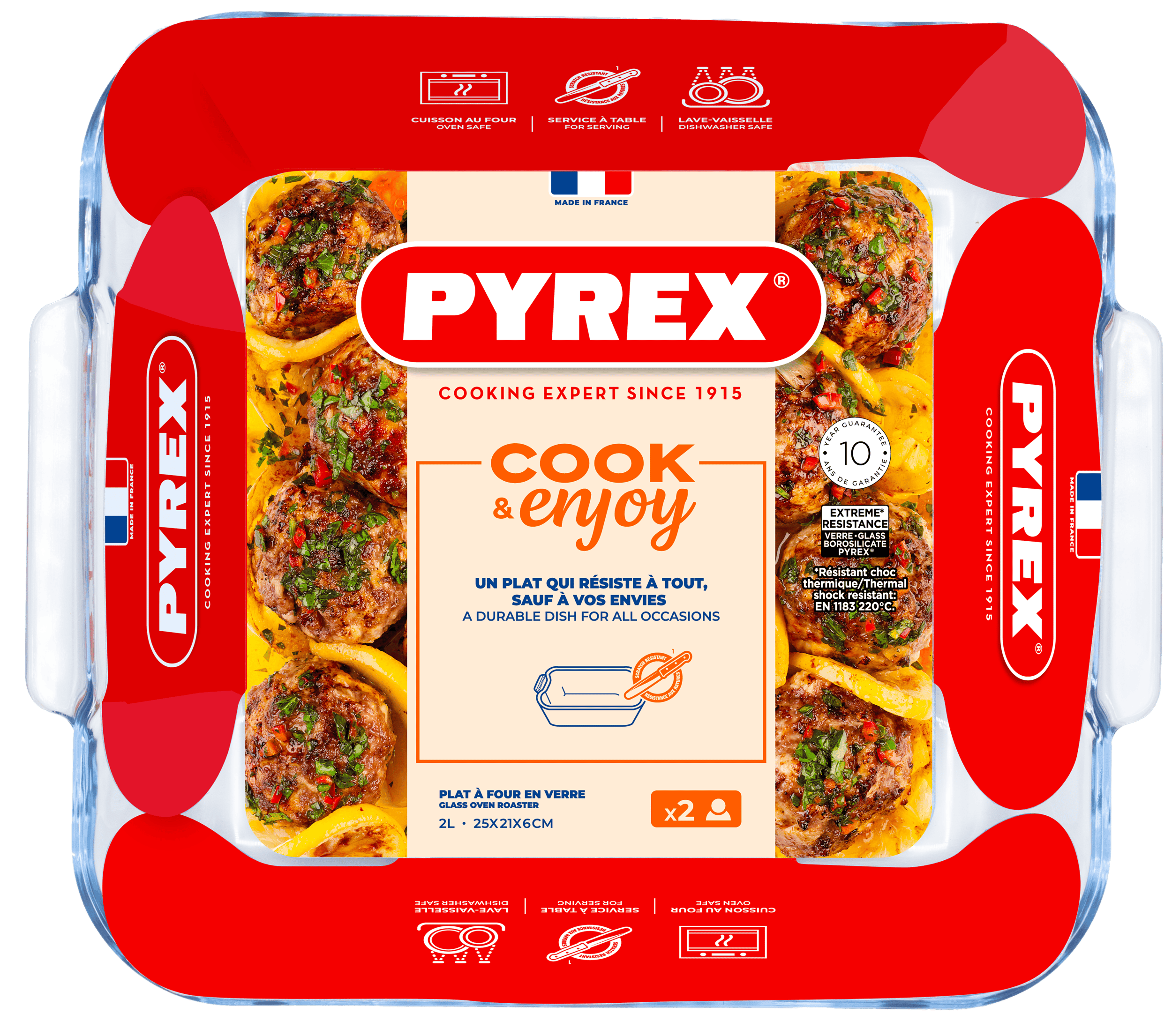 Форма с/к PYREX форма квадрат 25х21х6см з ручками (2л) (220B000/8446)