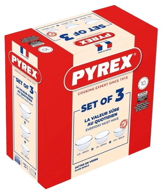 Форма с/к PYREX н-р мисок 3шт (0.7л, 1.1л, 2.3л) (913S603/8044)