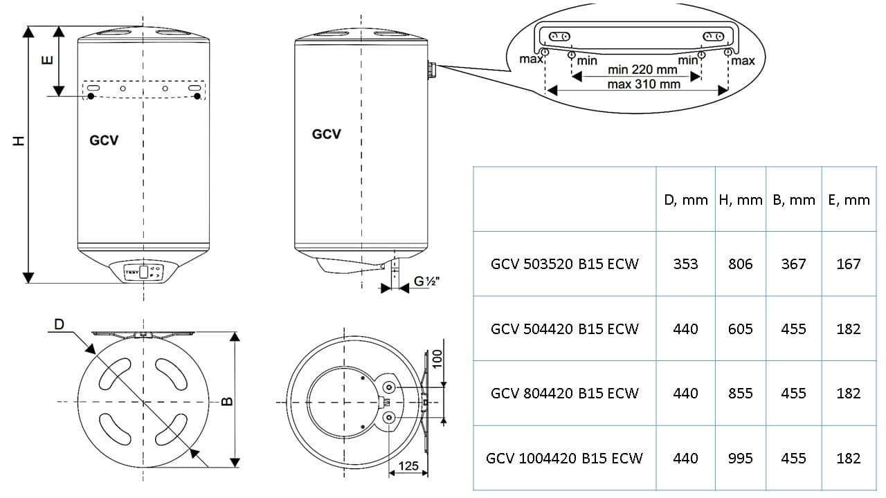Водонагрівач TESY BILIGHT CLOUD SLIM GCV 503520 B15 ECW