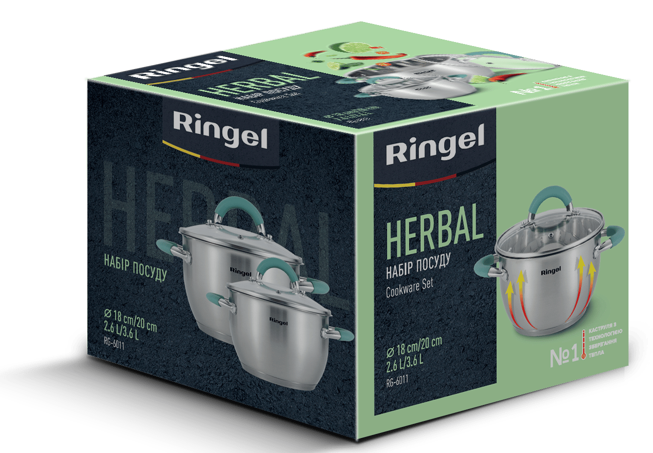 Набір посуду RINGEL Herbal Набір каструль 4 пр. 2.6 л+3.6 л (RG-6011)