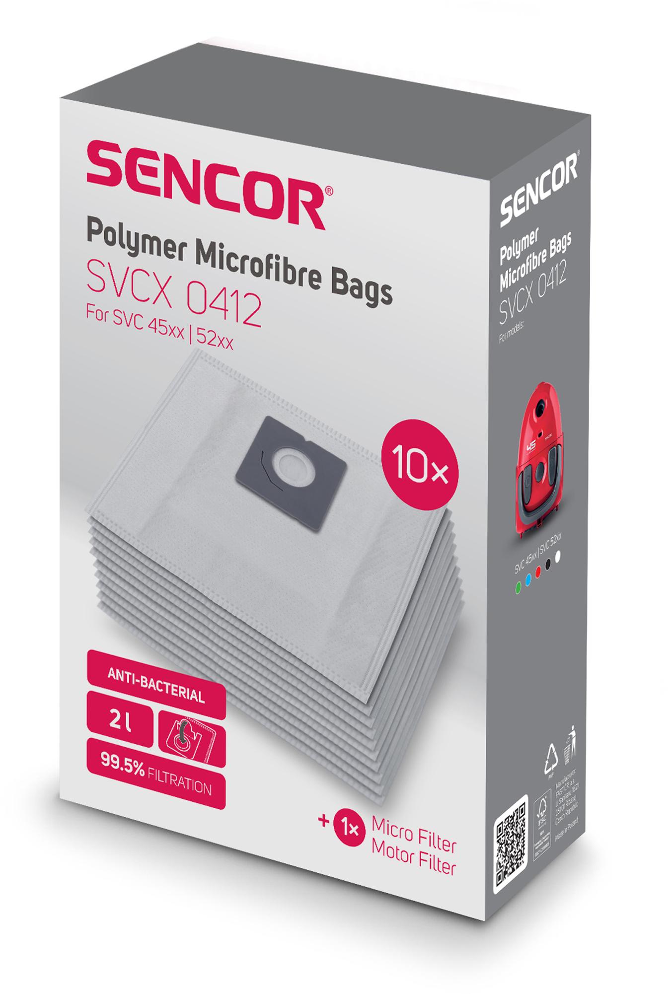Аксесуари для пилососiв SENCOR SVCX 0412 BAGS SVC 45/52 (10pcs) Мікрофіброві мішки для пилососу