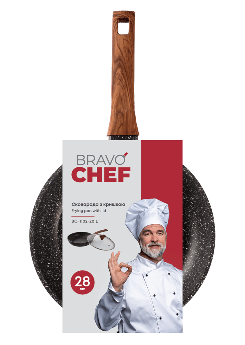 Сковорода BRAVO CHEF з кришкою 28 см (BC-1102-28 L)