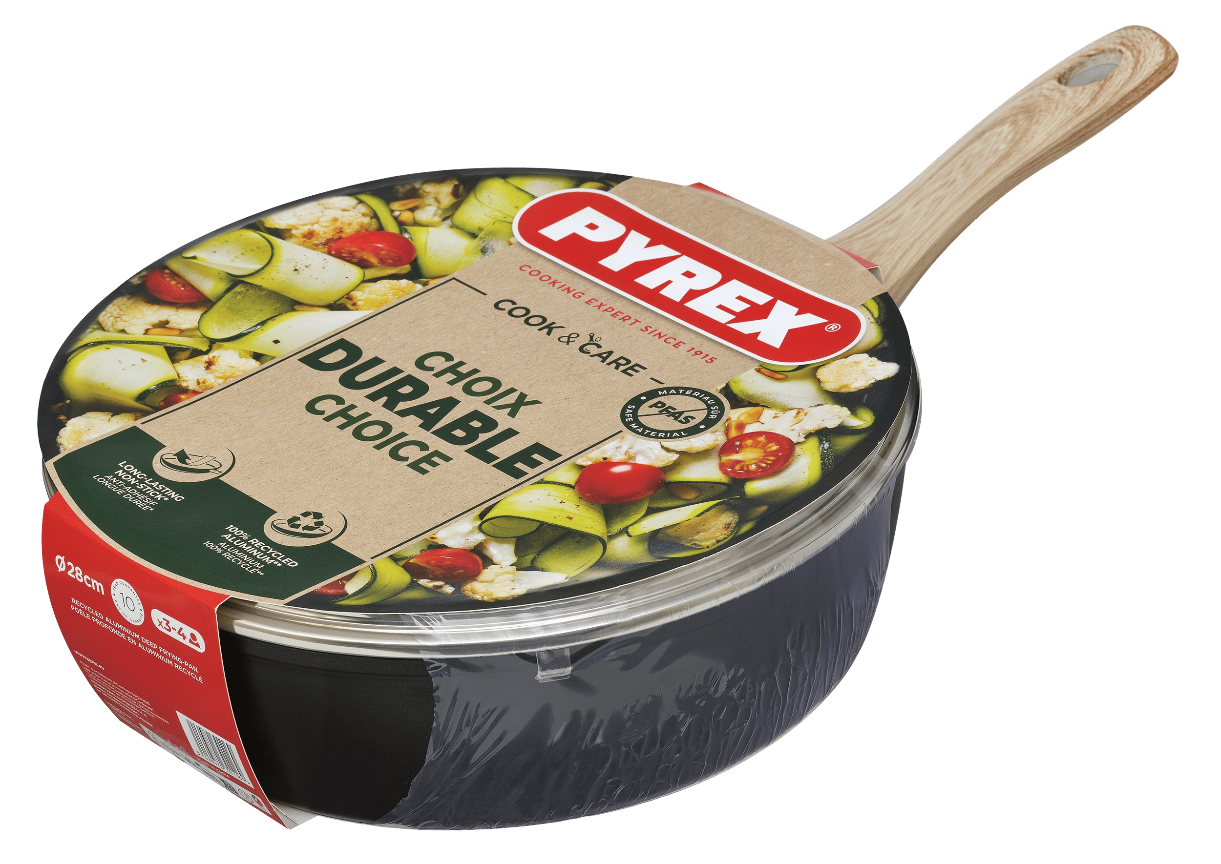 Сковорода PYREX Cook&Care глиб. 28 см індукція з кришкою (CR28DF6/8144)