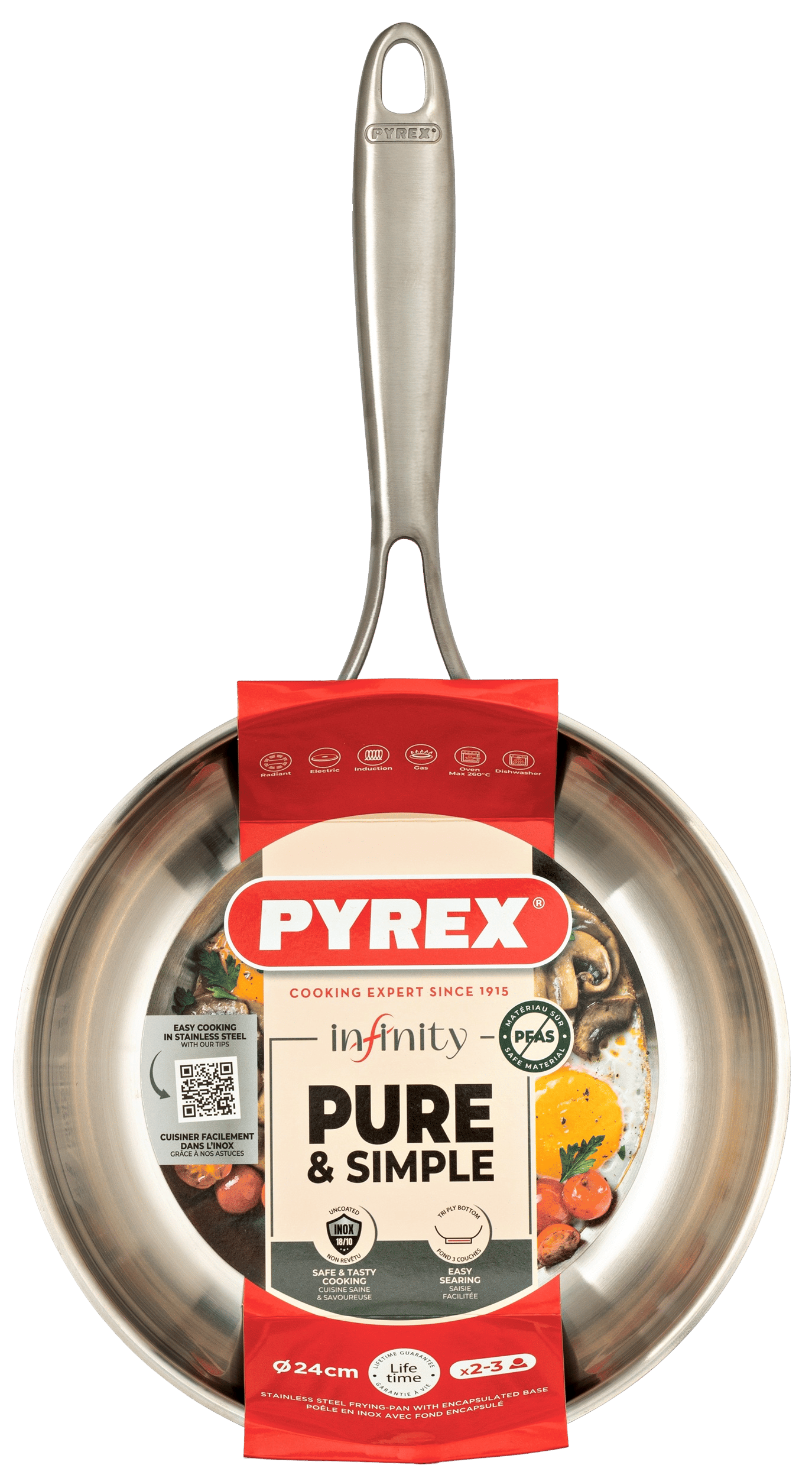 Сковорода PYREX INFINITY fixed handle 24 см б/кришки (SR24BFX/8046)