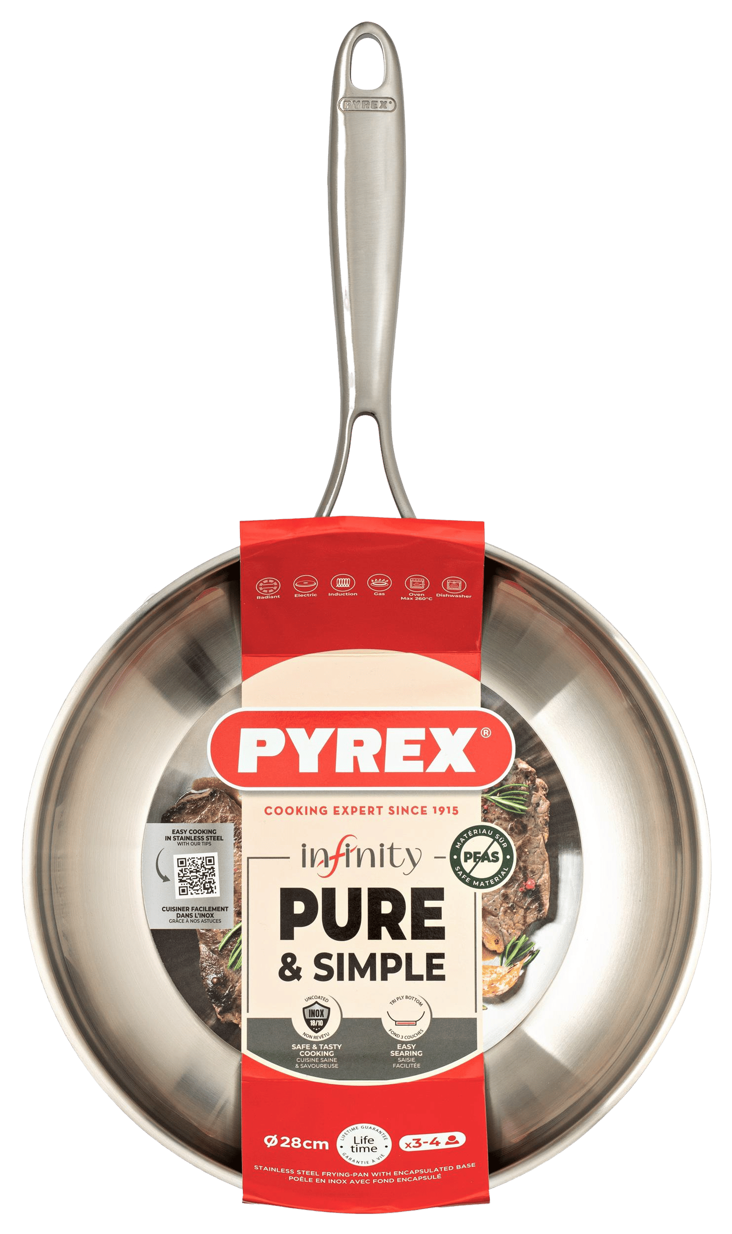 Сковорода PYREX INFINITY fixed handle 28 см б/кришки (SR28BFX/8046)