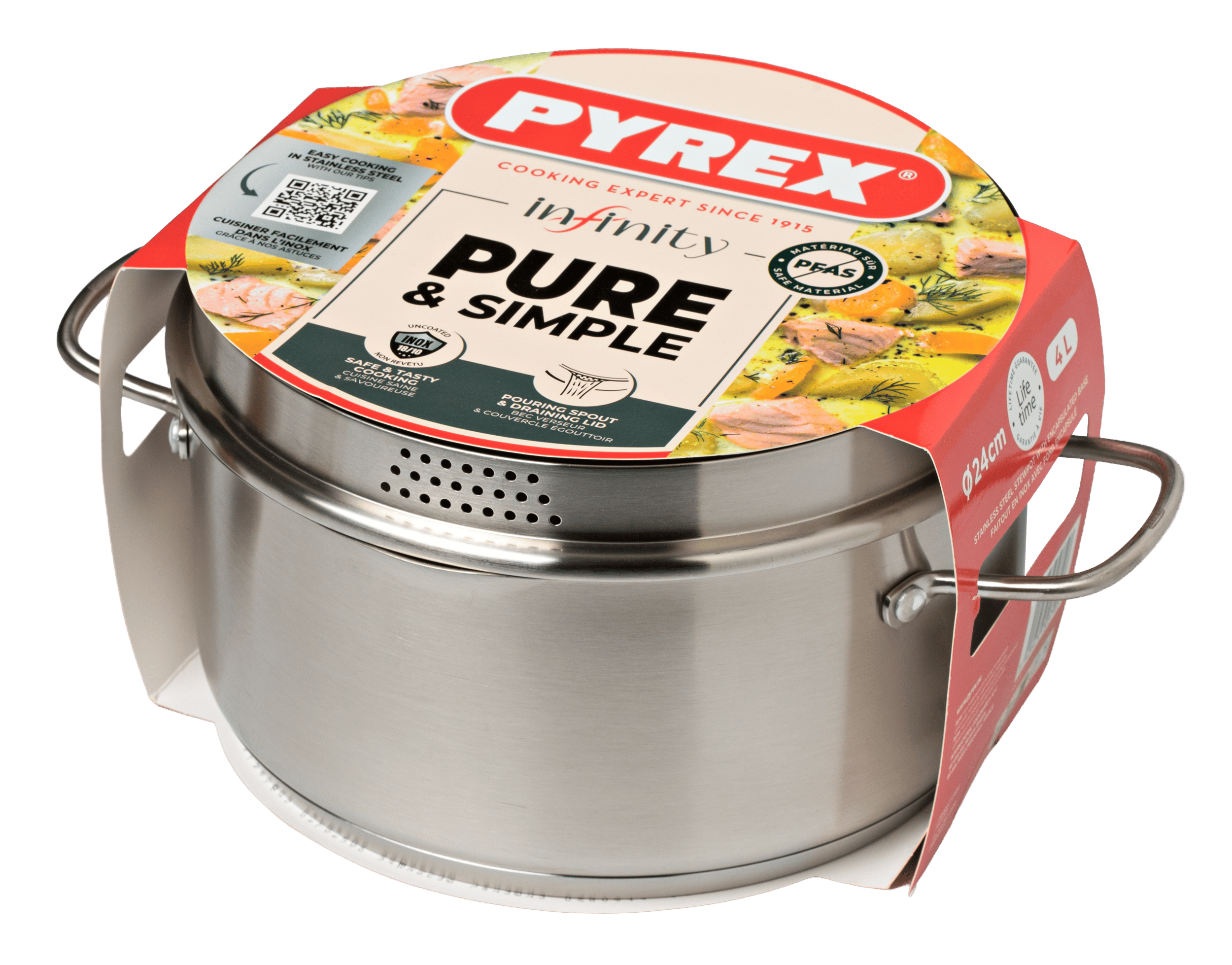 Каструля PYREX INFINITY fixed handle 4.1л (24см) з кришкою (SR24AEX/8042)