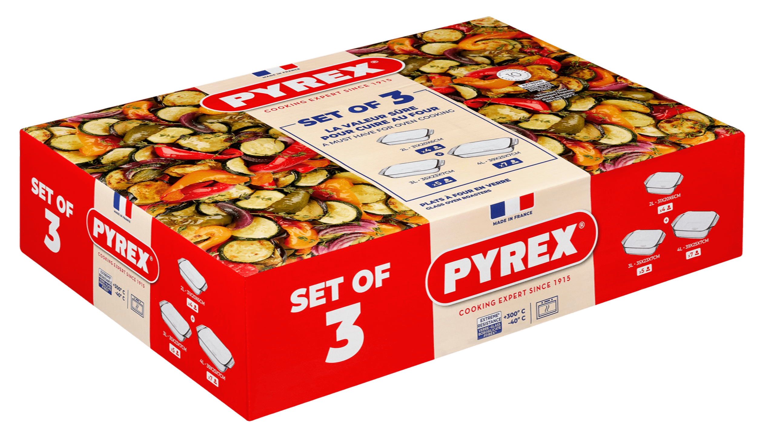 Форма с/к PYREX н-р форм 3пр (прямокут 31x20см, 35x23см, 39x25см) (913S601/8043)