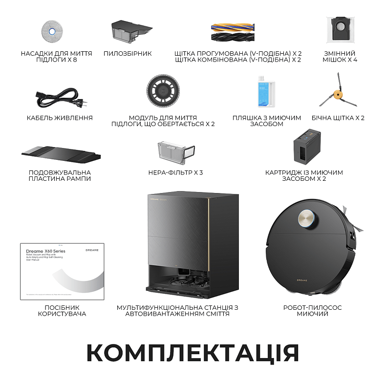 Пилосос-робот DREAME Bot X60 Ultra Complete Black (RLX87DE)