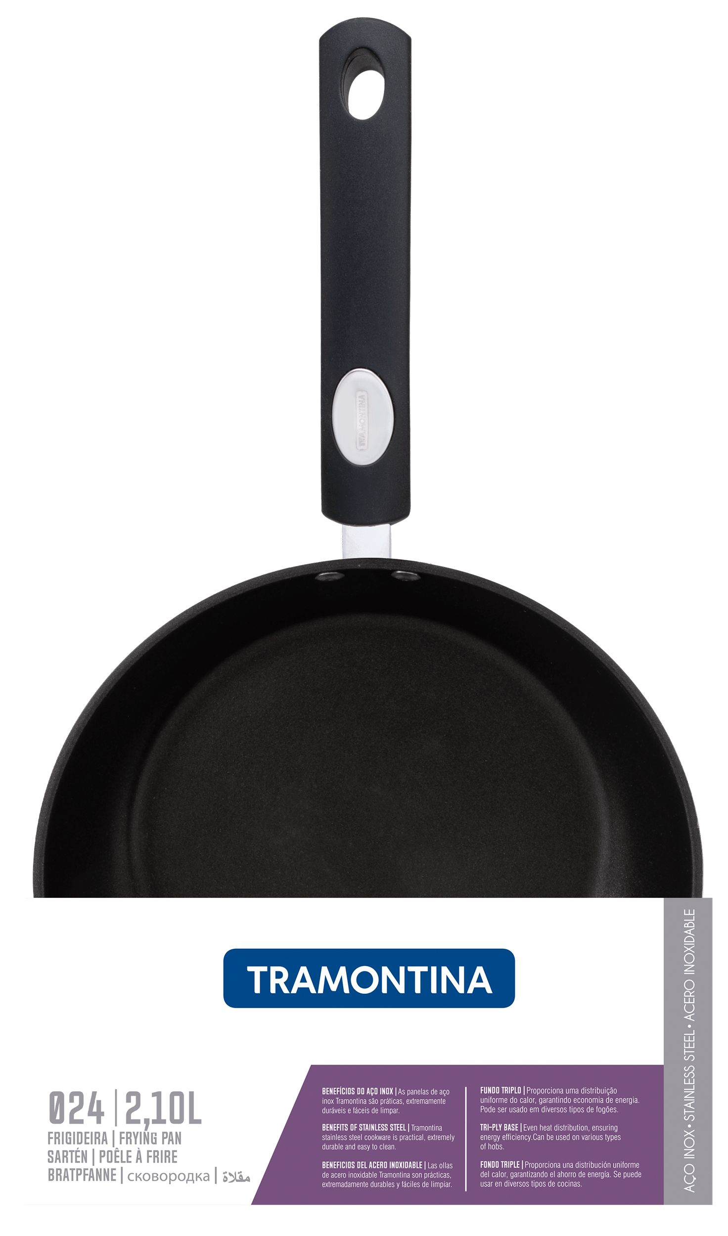 Сковорода TRAMONTINA Solar silicone нерж. 24см б/кр (62135/247)